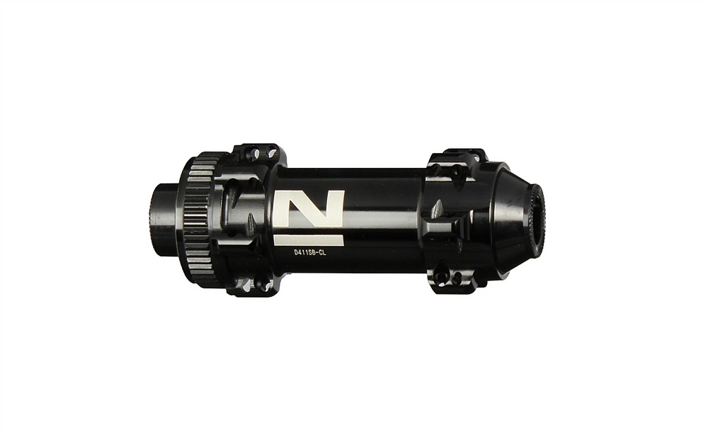 Vordere Scheibenbremsnabe Novatec D411SB-CL-12, Centerlock, schwarz, 24 Schlüsselbohrungen