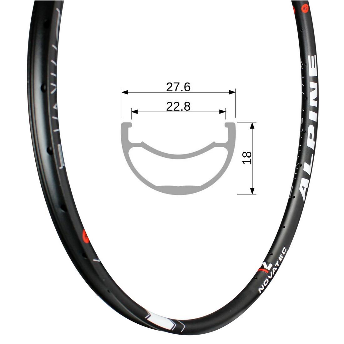 Felge, Leichtmetall, 29″, 32H, Alpine 29_U2.1, vorne/hinten, 18×23, Logo Alpine