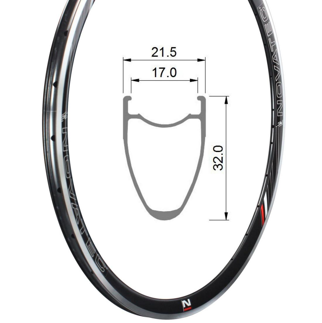 Felge, Leichtmetall, 700C, 24H L12R12, RWA32C, 32×17, Tub.Ready, Sleeved, Novatec-SKC (Jetfly)