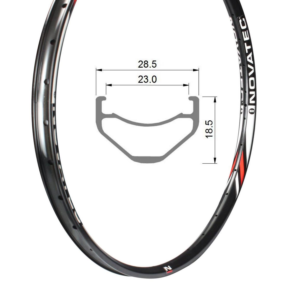 Felge, Leichtmetall, 27.5″, 32H, MZA23C, 18.5×23, Tub.Ready, Sleeved, Novatec-SKC (Diablo27,5)